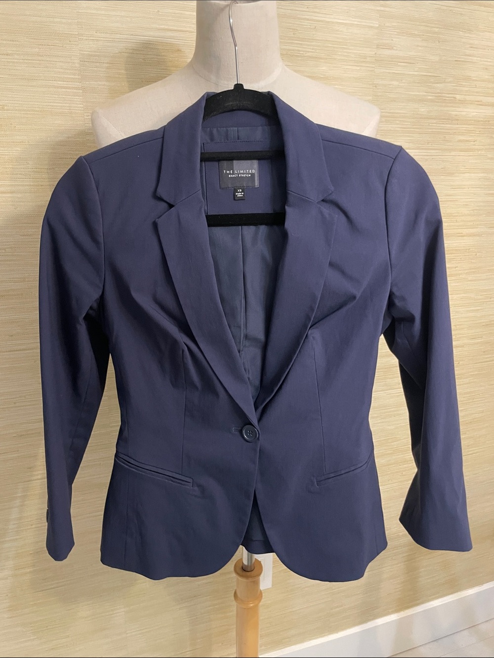 The Limited Navy One-Button Stretch Blazer